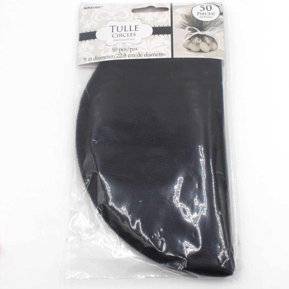Black Tulle Circles 9" Wedding Baby Bridal Shower Favor 50 Pieces Amscan